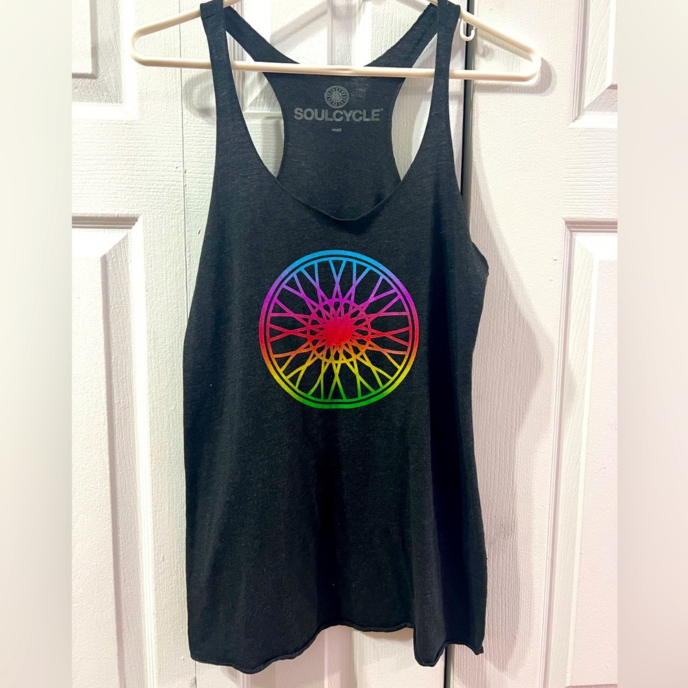SoulCycle pride wheel racer back tank top